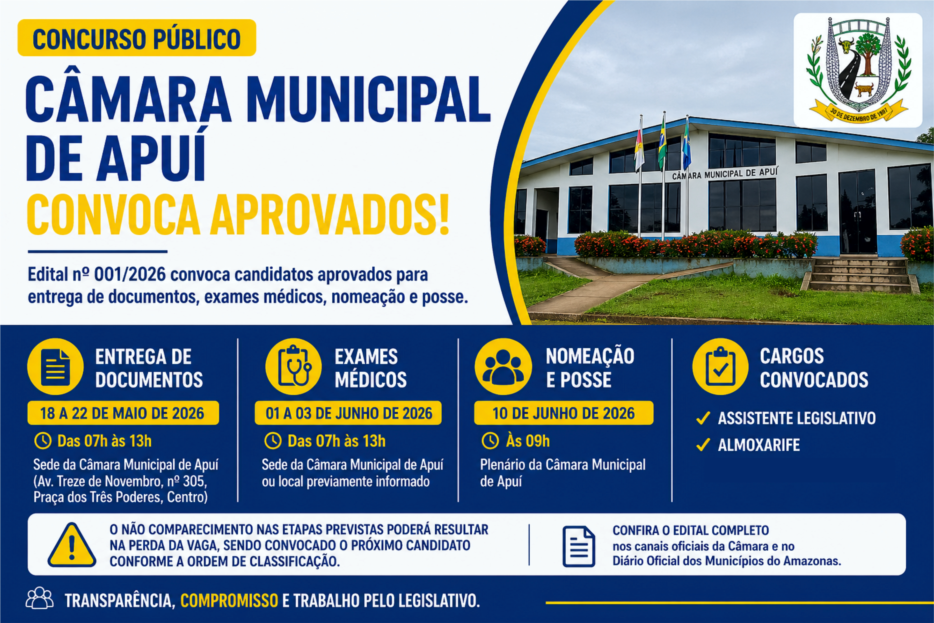Câmara Municipal de Apuí Convoca Aprovados em Concurso Público