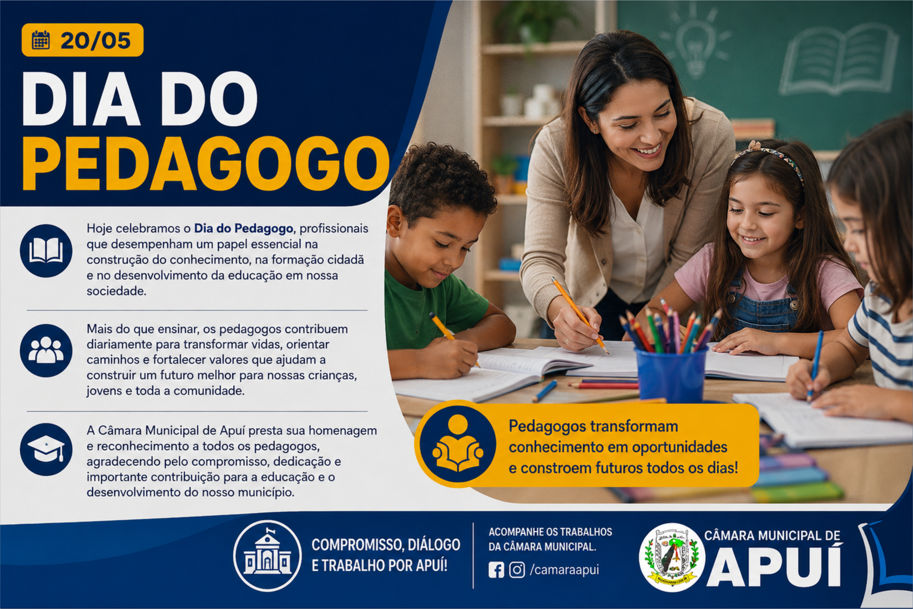 Câmara Municipal de Apuí homenageia profissionais da educação no Dia do Pedagogo