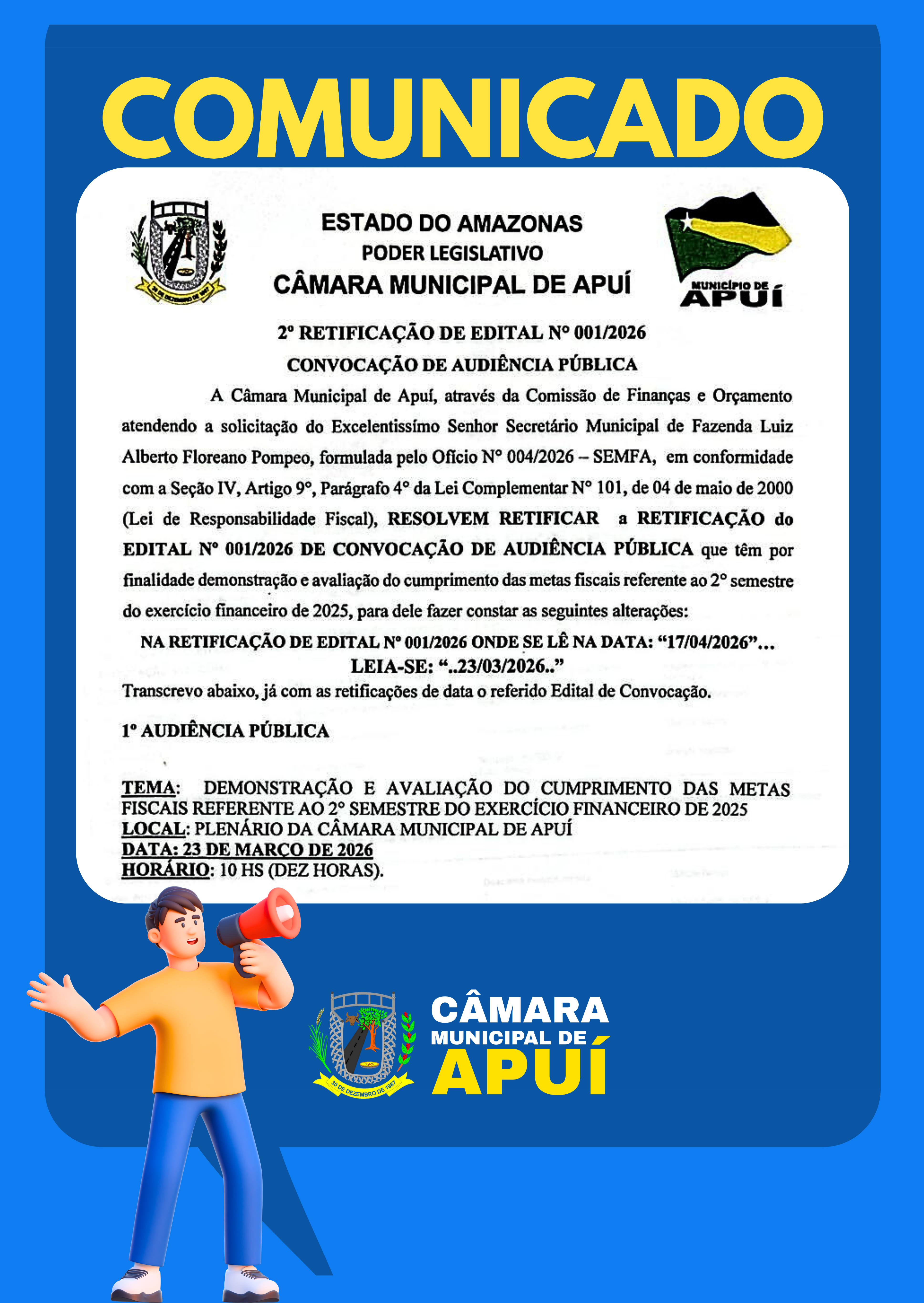 CONVOCAÇÃO DE AUDIÊNCIA PÚBLICA